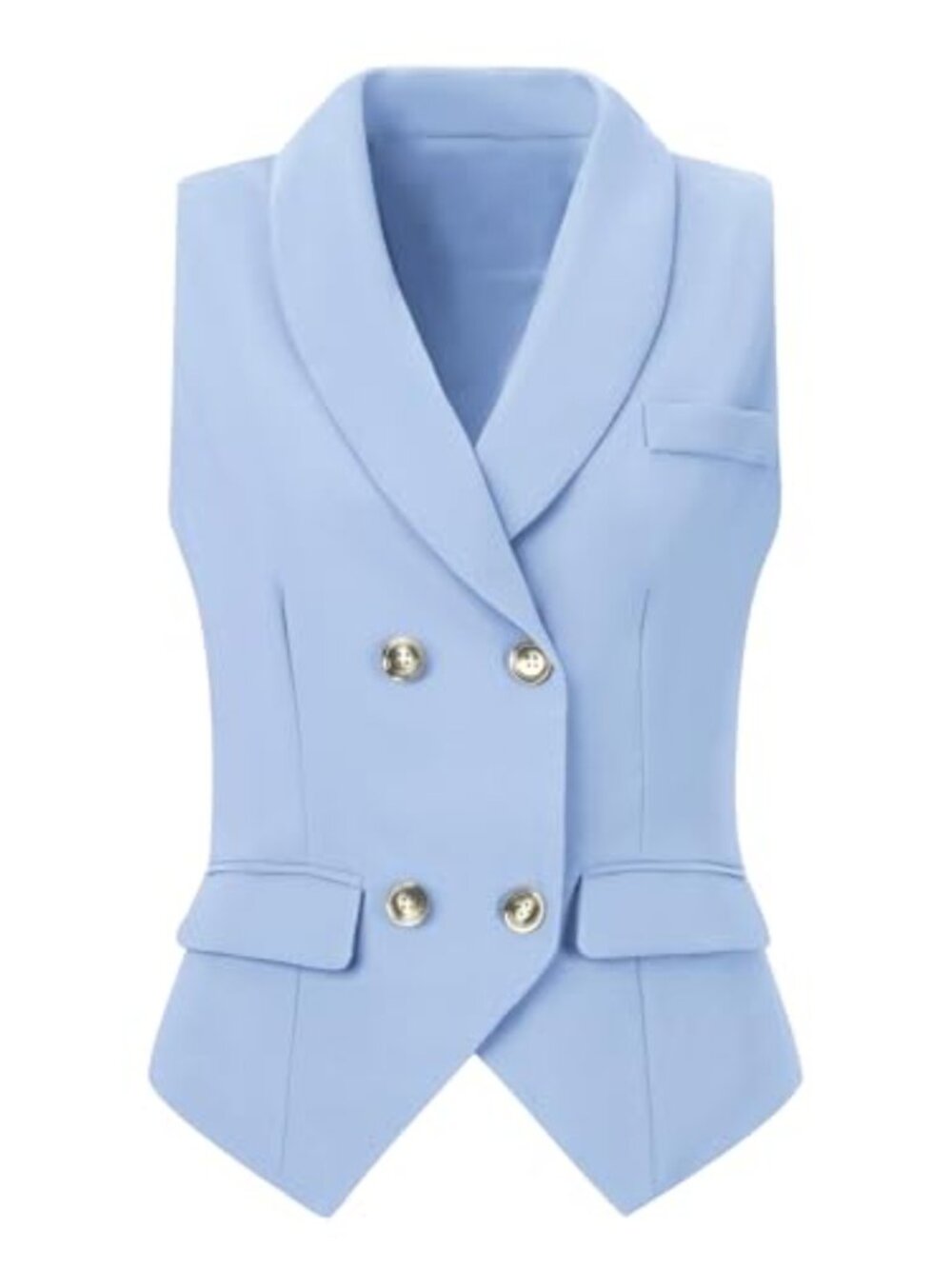 Double Breasted Suit Vest for Women - Dressy Waistcoat with Lapel Collar